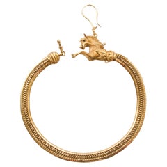 Antique Gold Galloping Horse Motif Pocket Watch Chain, 19th Century