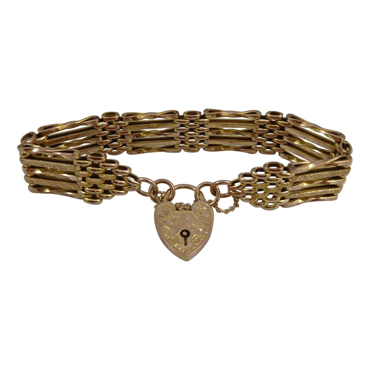 Antique Gold Gate Bracelet, Circa 1900s, Stamped 9ct at 1stDibs