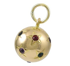 Antique Gold Gemset Lucky Star Globe Charm