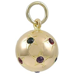 Antique Gold Gemset Lucky Star Globe Charm