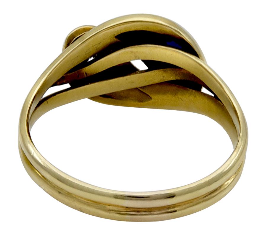 Women's or Men's Antique Gold Gemset Serpent Ring