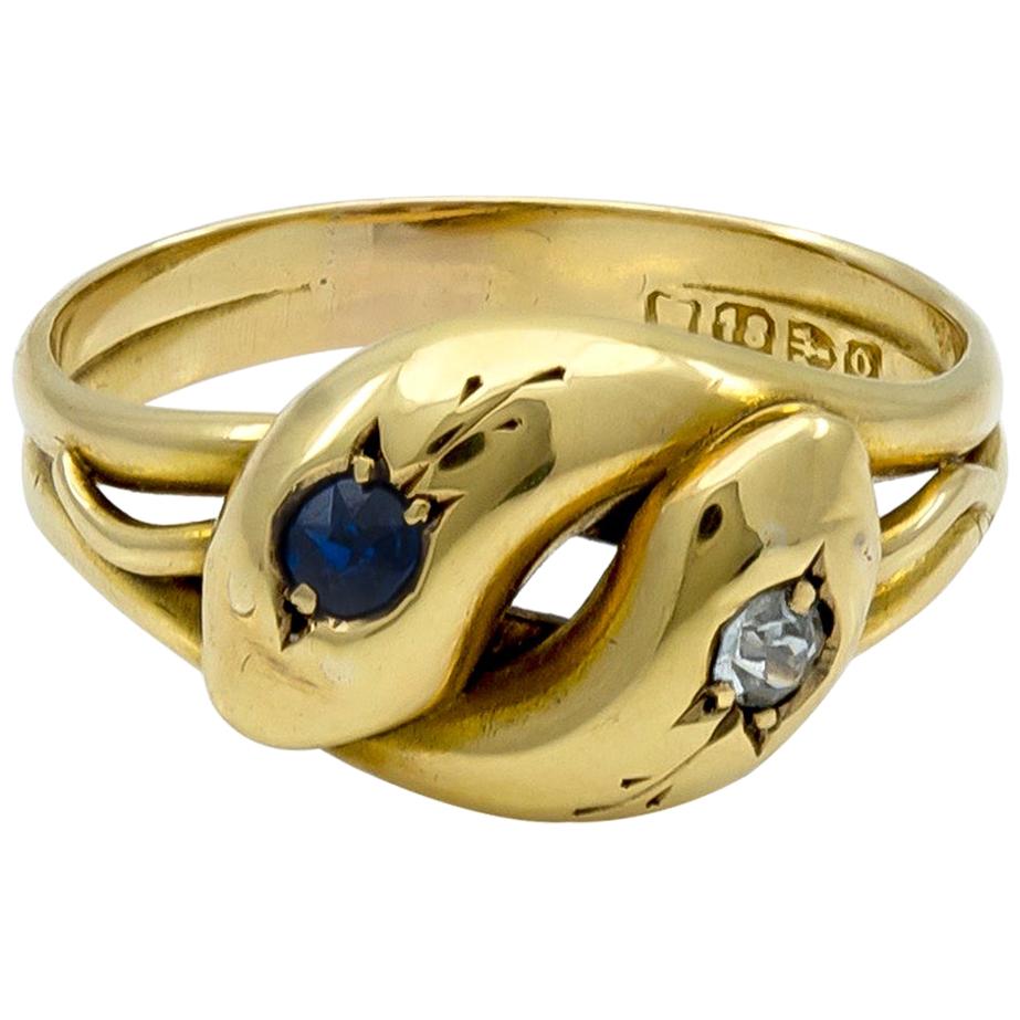 Antique Gold Gemset Serpent Ring
