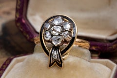 Antique Gold Georgian Period Halley’s Comet Rose Cut Diamond Cluster Ring