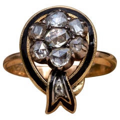 Antique Gold Georgian Period Halley’s Comet Rose Cut Diamond Cluster Ring