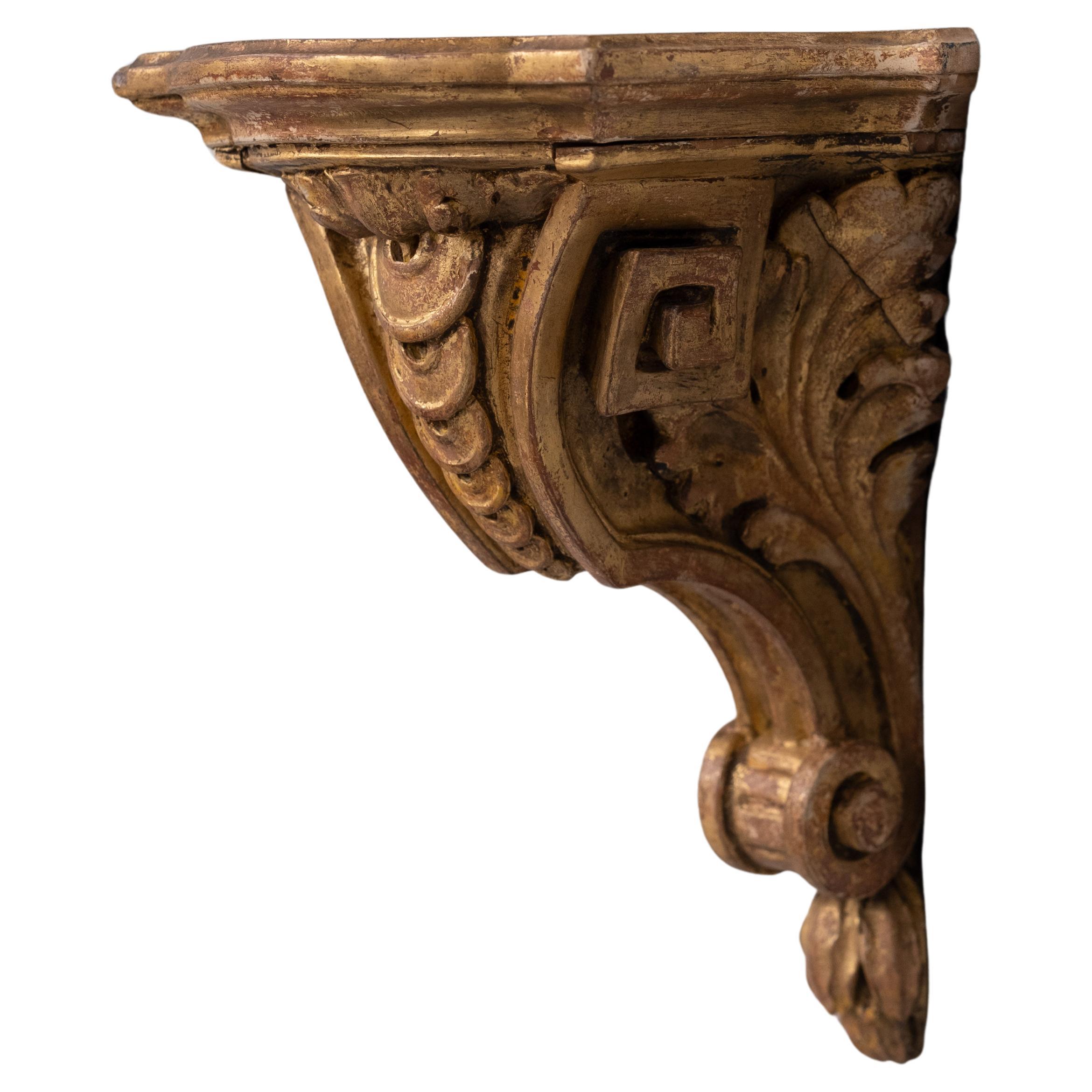Antique Gold Gilded wooden corner wall bracket  France 3