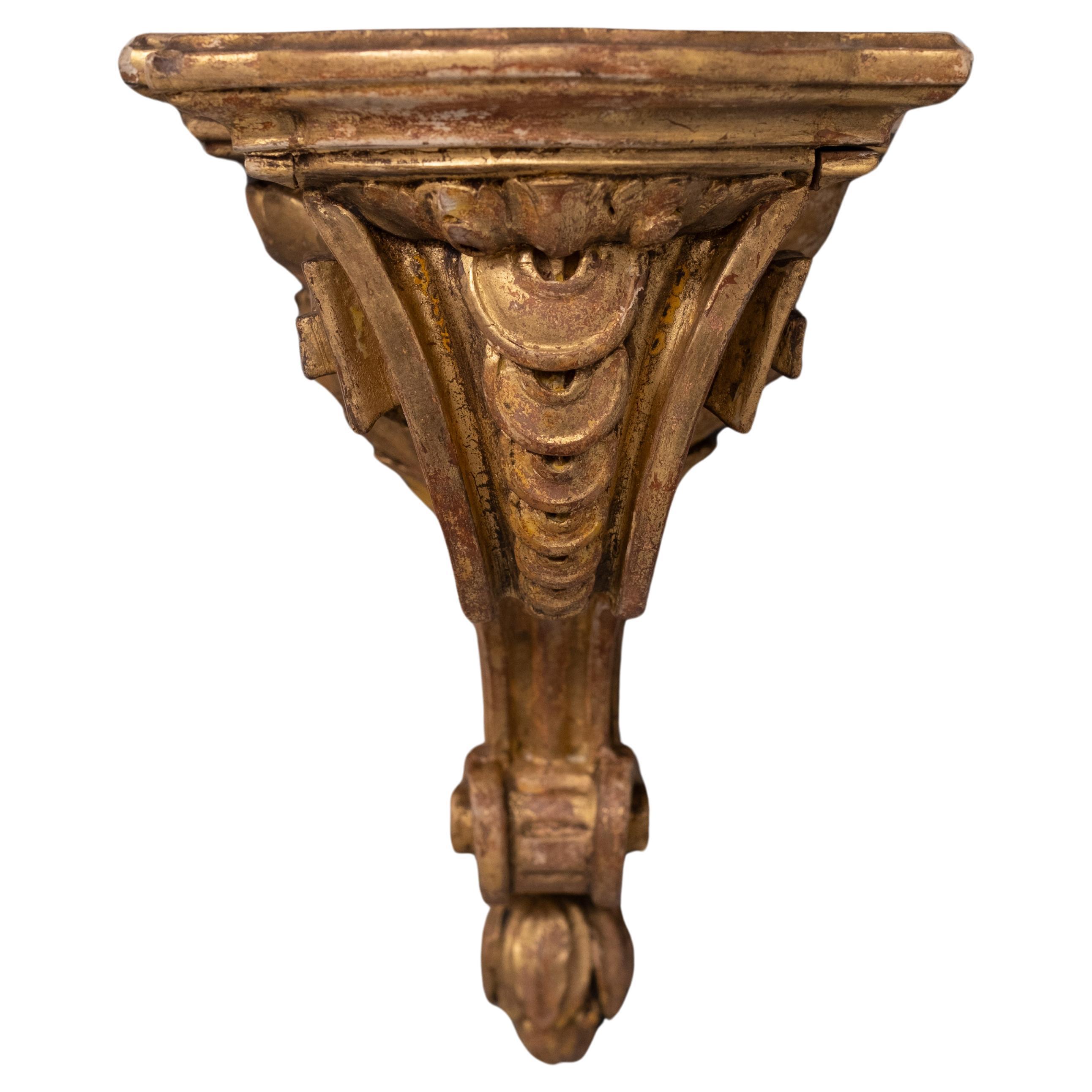 French Antique Gold Gilded wooden corner wall bracket  France