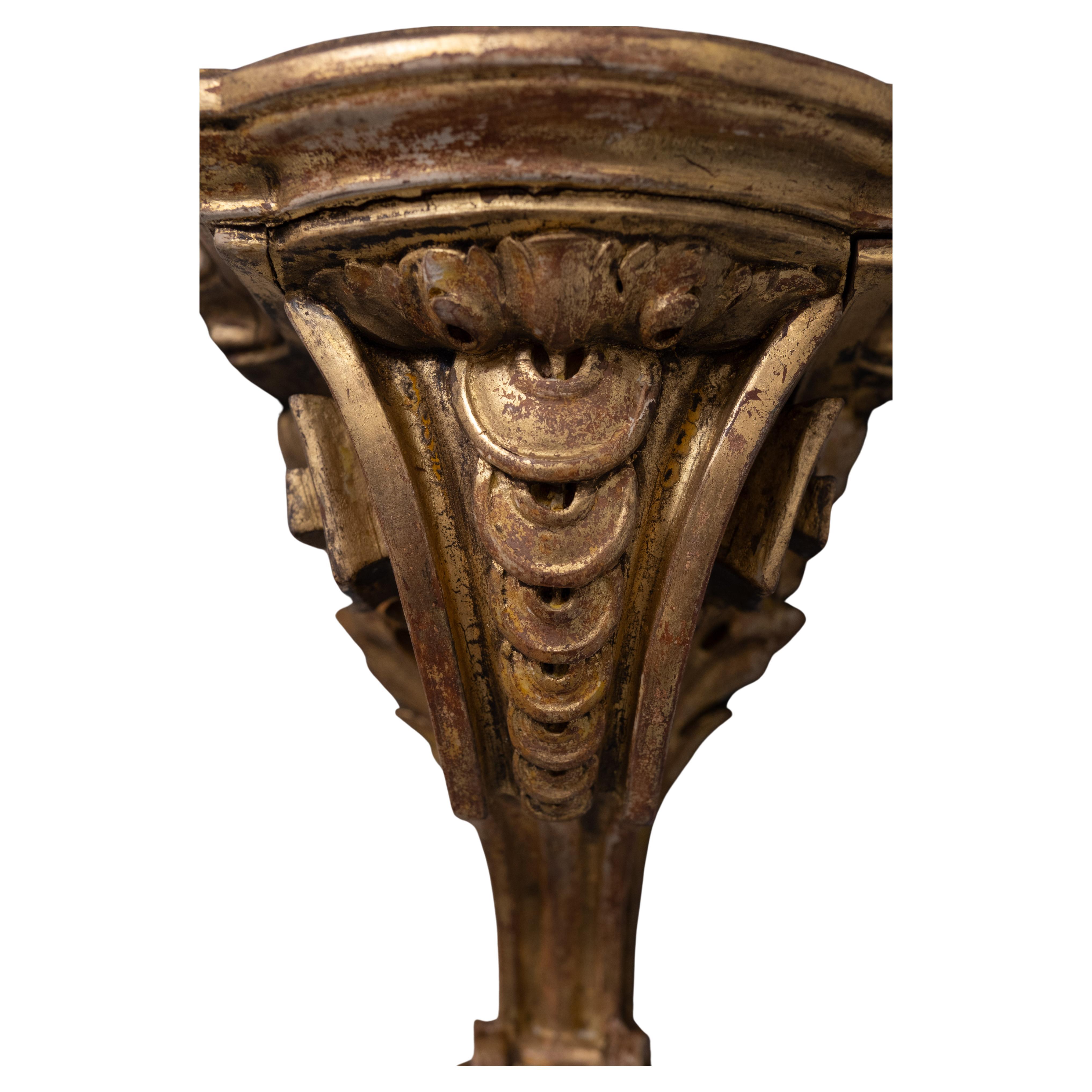 Wood Antique Gold Gilded wooden corner wall bracket  France