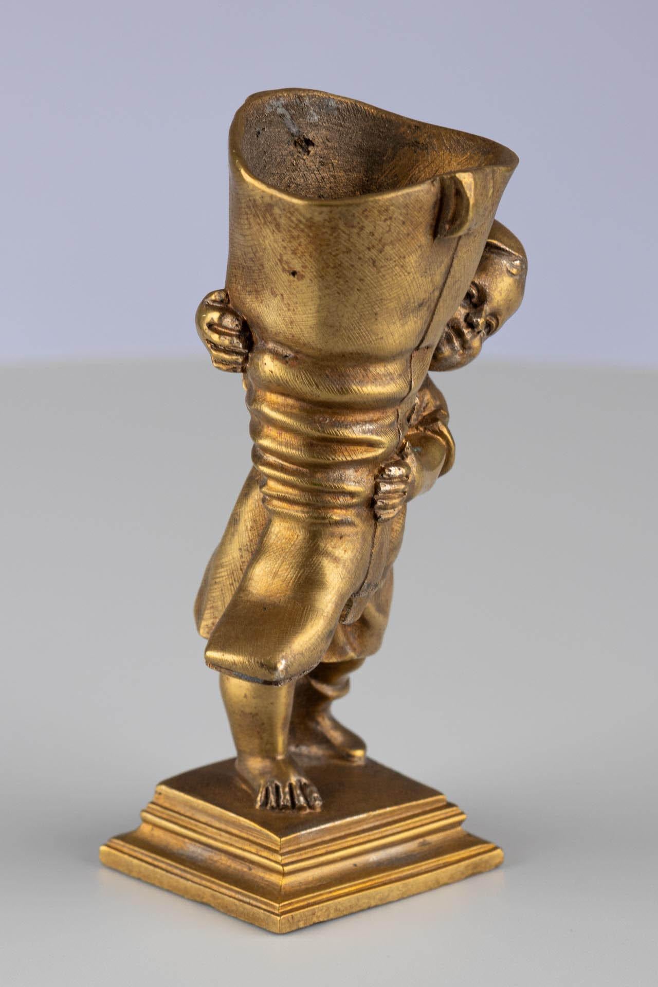 Antique Gold Gilt Bronze Ormolu Fairy Tale Inspired Match or Pen Holder For Sale 5