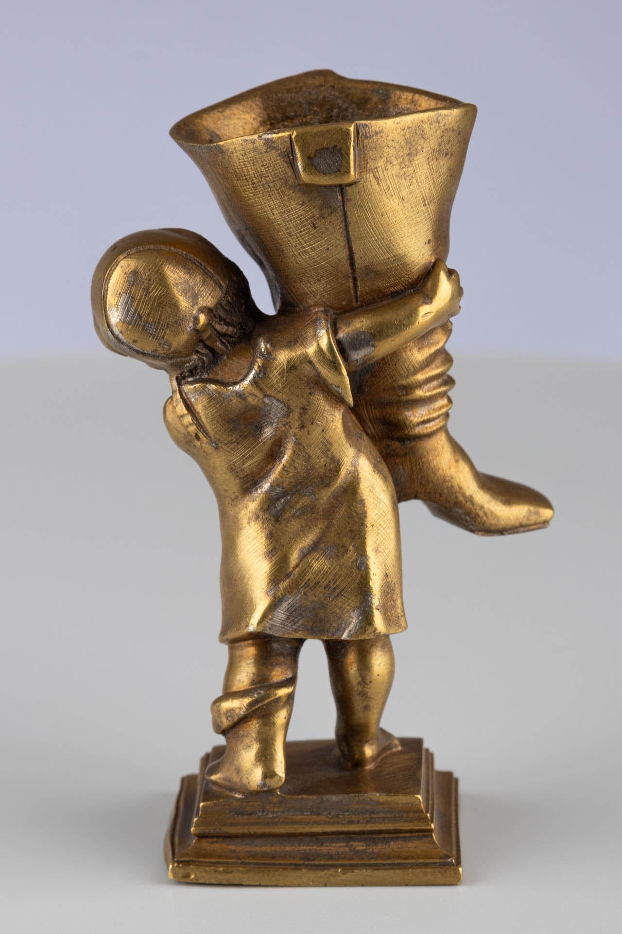 Antique Gold Gilt Bronze Ormolu Fairy Tale Inspired Match or Pen Holder In Good Condition For Sale In Greven, DE