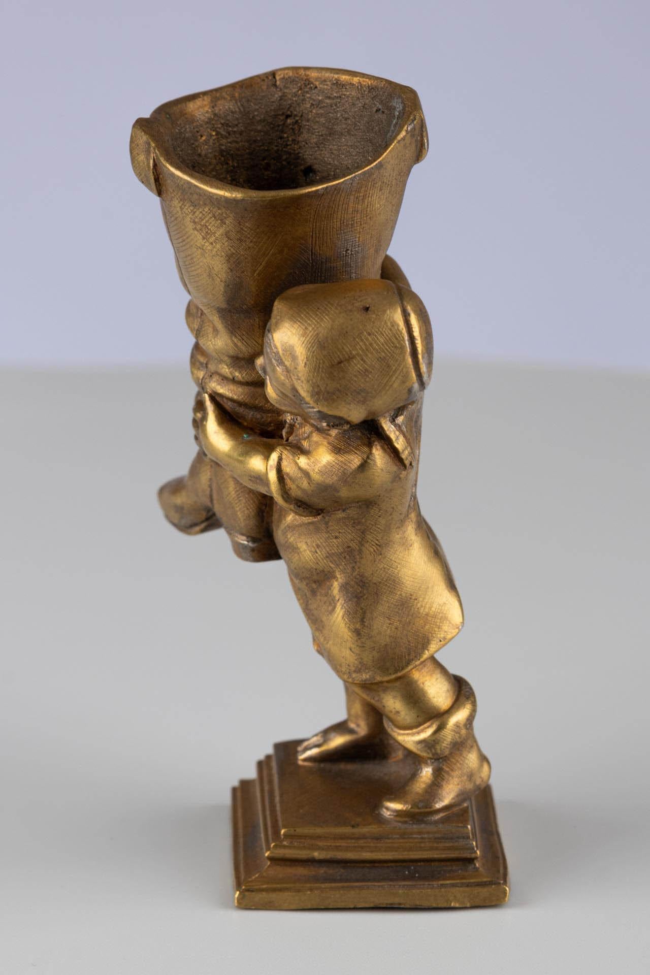 Antique Gold Gilt Bronze Ormolu Fairy Tale Inspired Match or Pen Holder For Sale 1