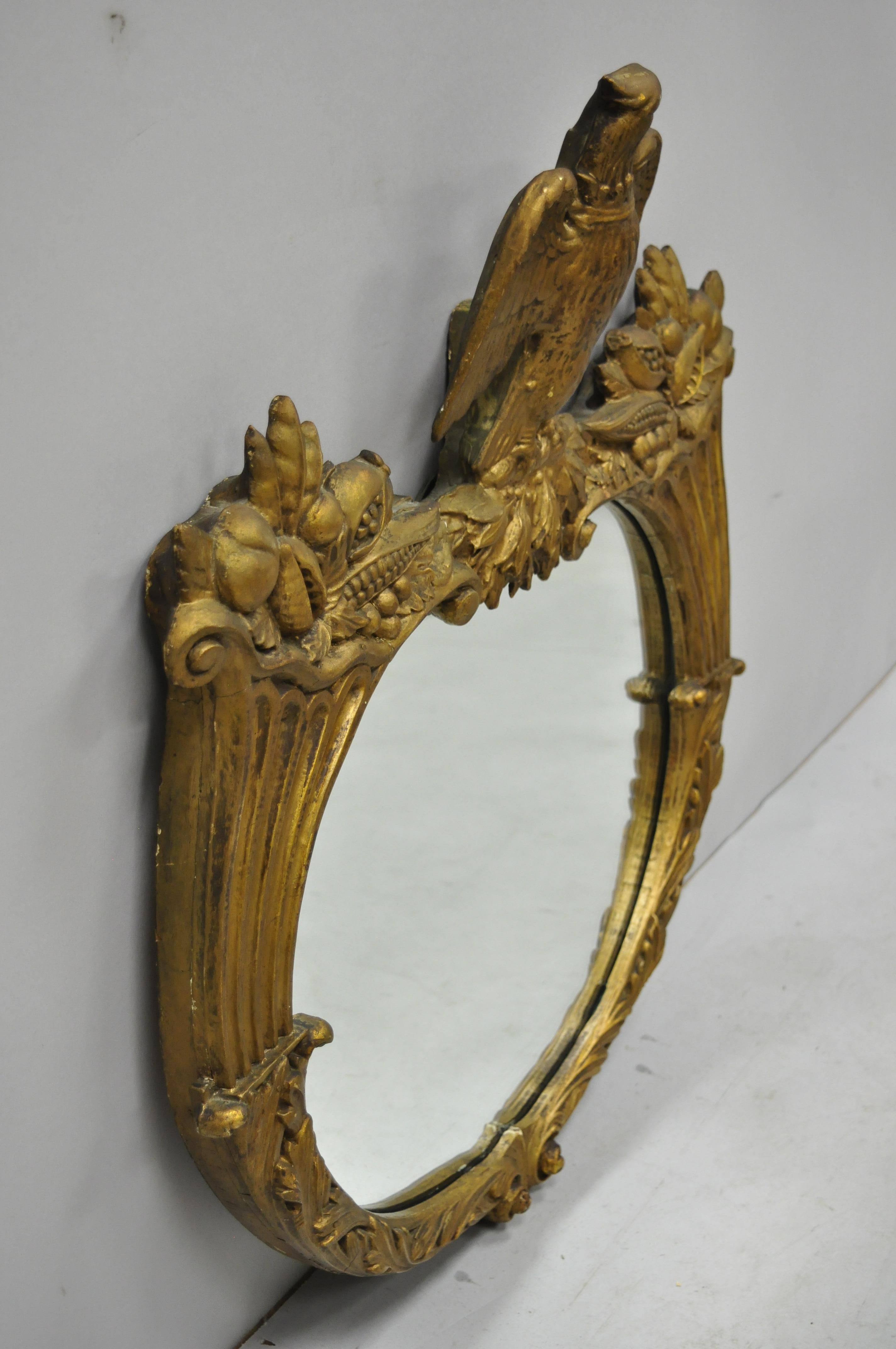 Antique Gold Gilt Gesso Federal Style Wall Mirror with Eagle and Cornucopia 3
