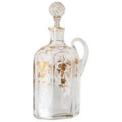 Antique Gold Gilt Glass Decanter with Grapes