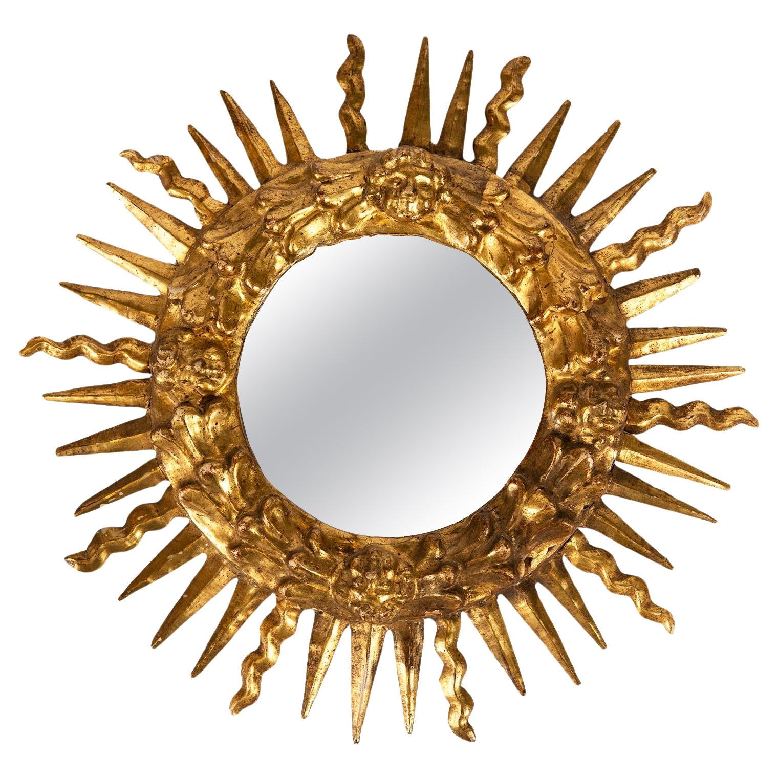 Antique Gold Gilt Italian Sunburst Mirror