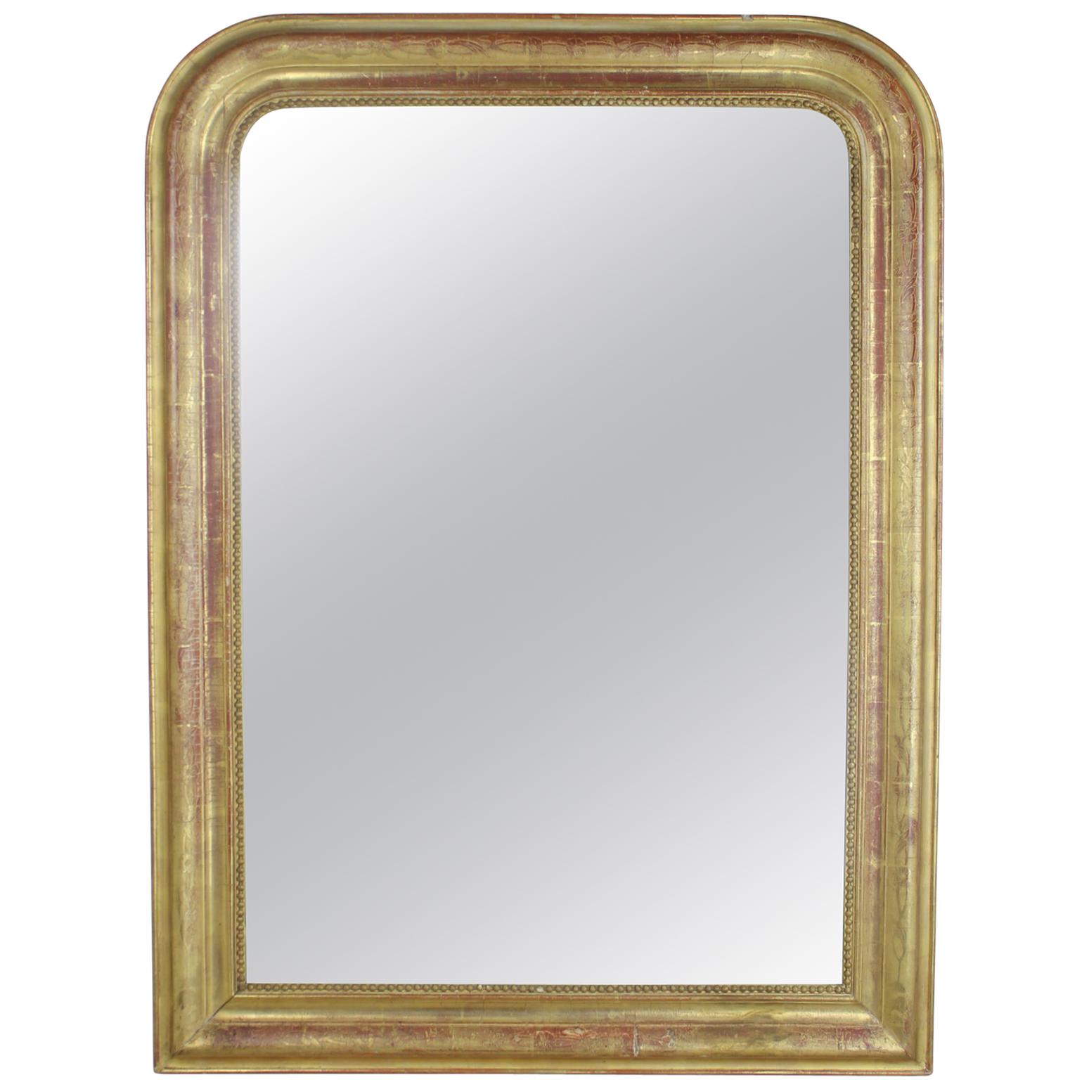 Antique French Louis Philippe Gold Leaf Mirror, circa 1870 For Sale at