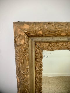 Antique Gold Giltwood Beveled Wall Mirror, Late 19th Century