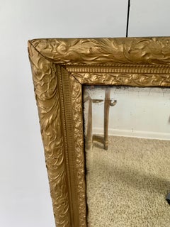 Antique Gold Giltwood Beveled Wall Mirror, Late 19th Century