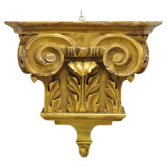 Antique Gold Giltwood French Louis XV Style Wooden Acanthus Corbel Wall Bracket