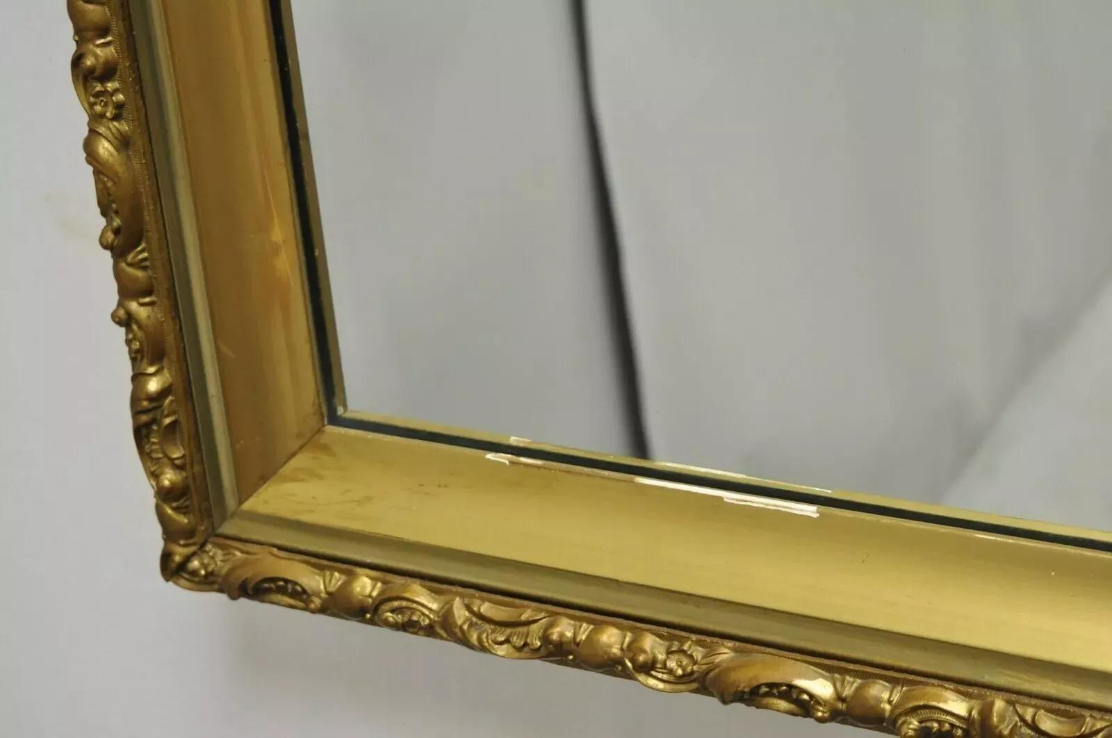 Gesso Specchio da parete con cornice profonda in legno dorato e gesso da 30