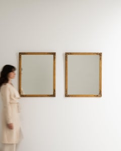 Antique Gold Giltwood Wall Mirrors, Early 20th Century French Pair