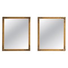 Antique Gold Giltwood Wall Mirrors, Early 20th Century French Pair