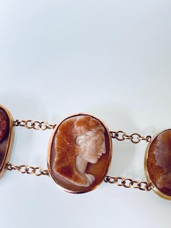Antique Gold Hardstone Grand Tour Cameo Bracelet C 1800