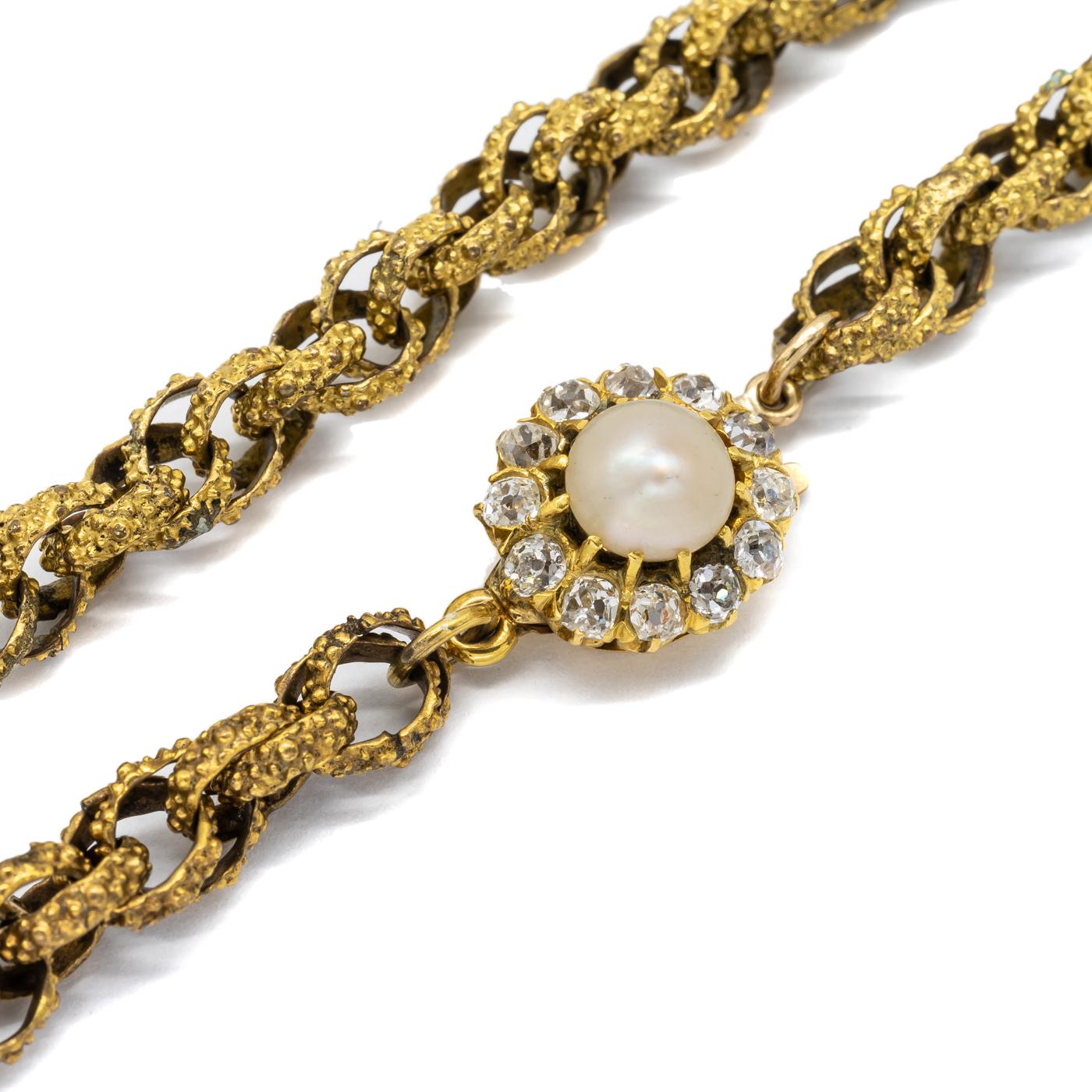 Old Mine Cut Antique Gold Heart Charm Bracelet For Sale