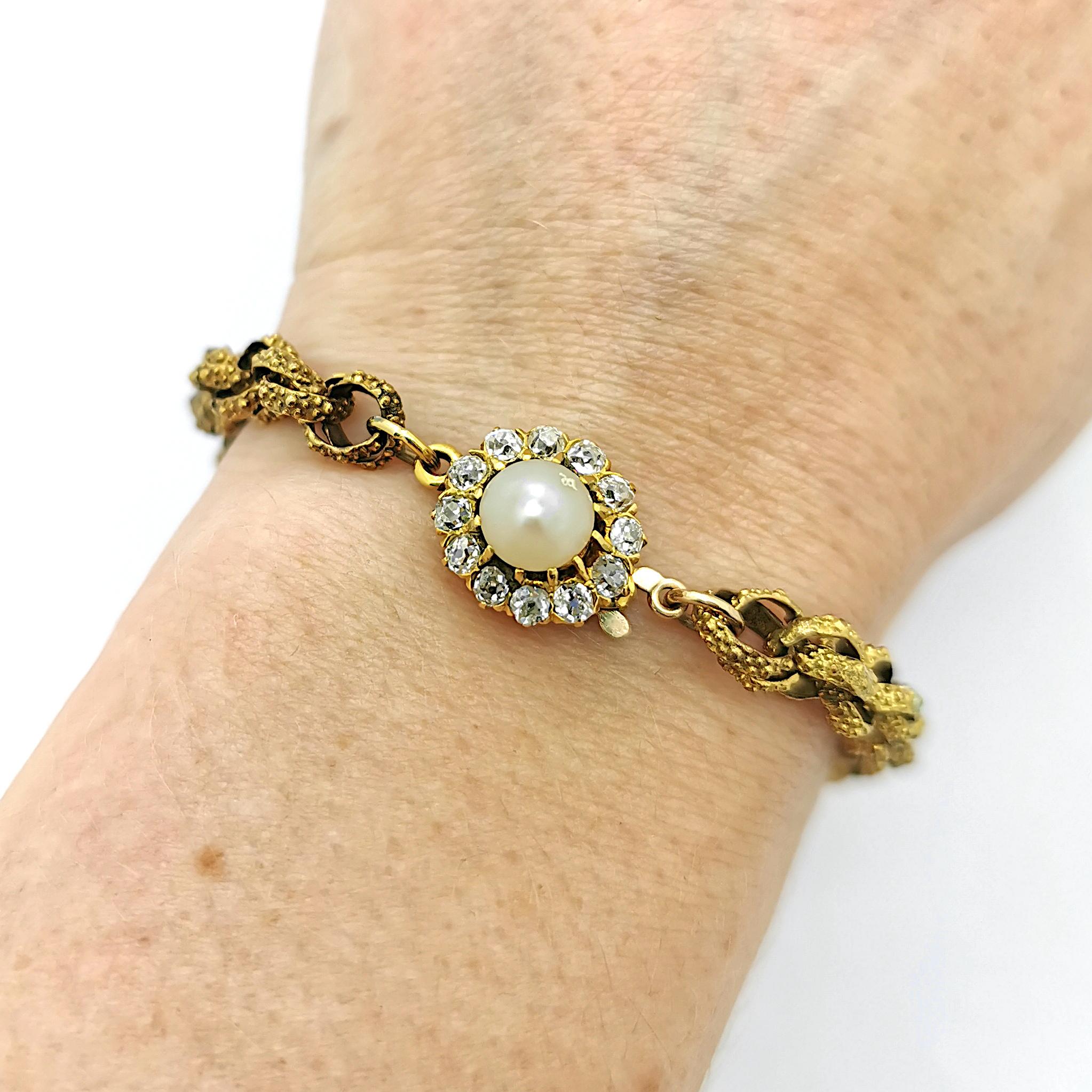 Antike Gold Herz Armband Charme Armband im Zustand „Gut“ im Angebot in London, GB
