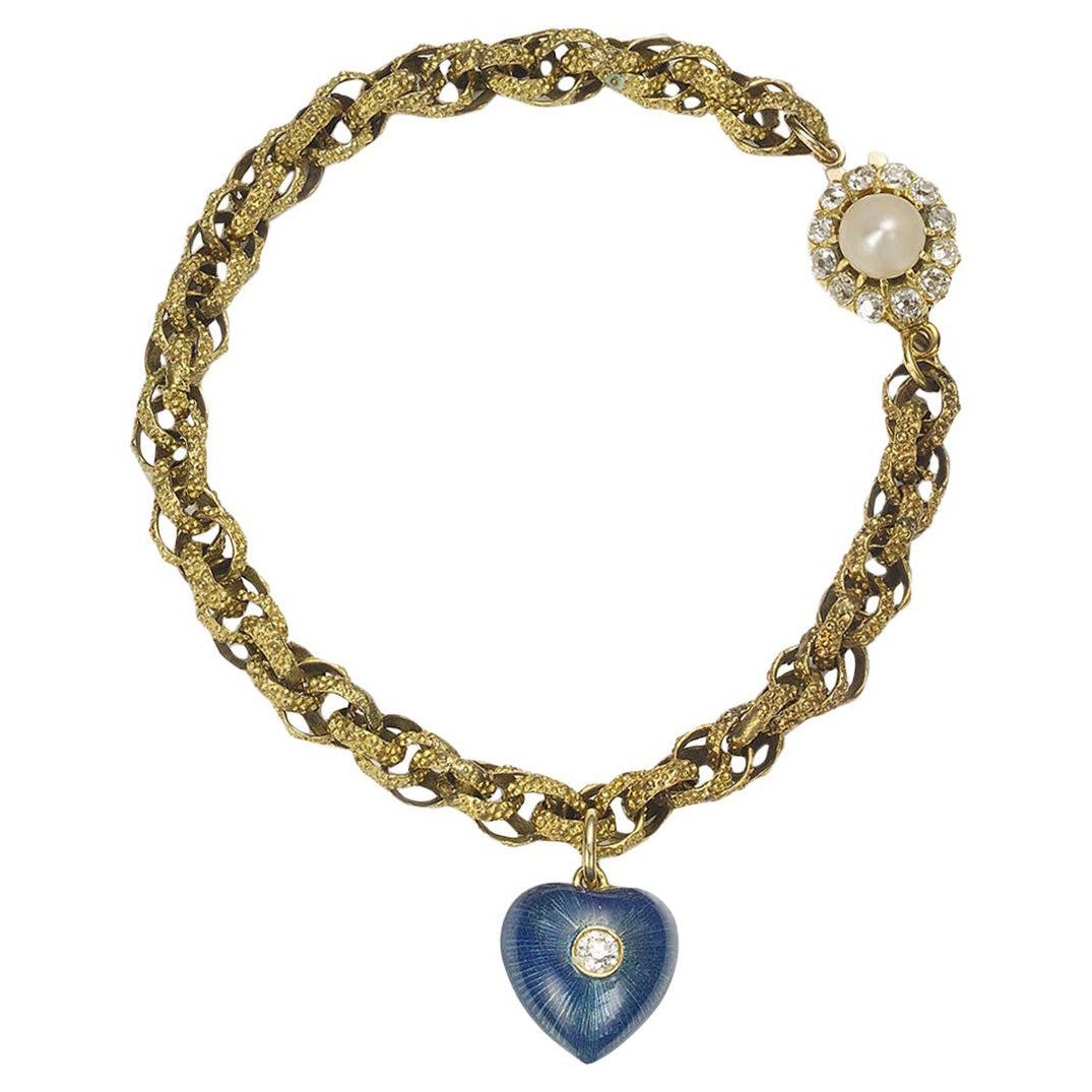 Antike Gold Herz Armband Charme Armband im Angebot
