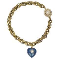 Antique Gold Heart Charm Bracelet