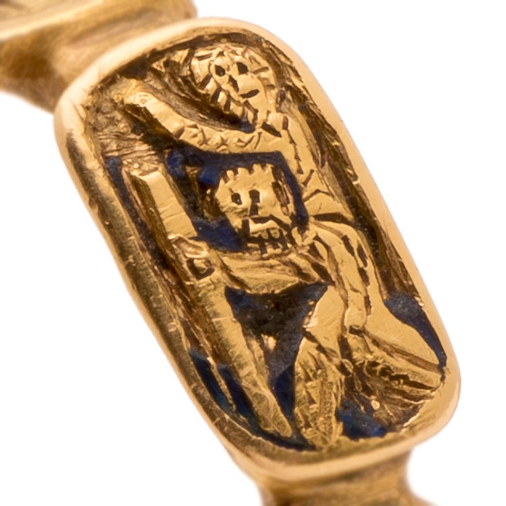 Antiker goldfarbener ikonografischer Bandring im Zustand „Gut“ im Angebot in Chicago, IL