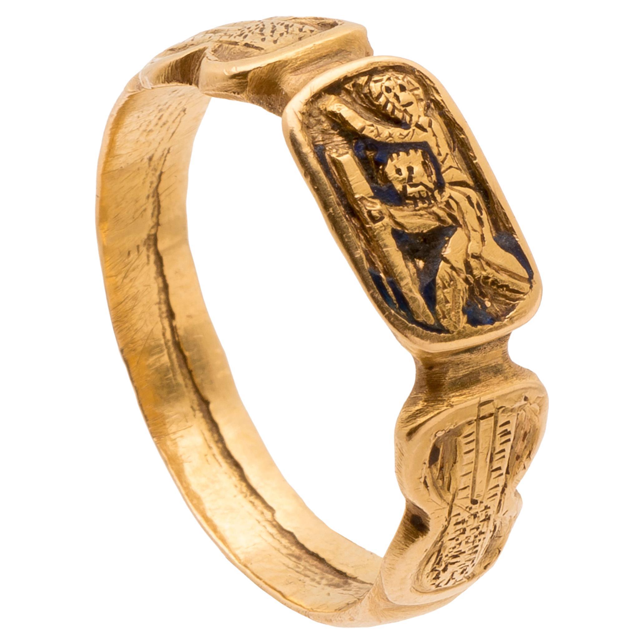 Antique Gold Iconographic Band Ring