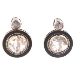 Antique Gold Large Rose Cut Diamond Earrings