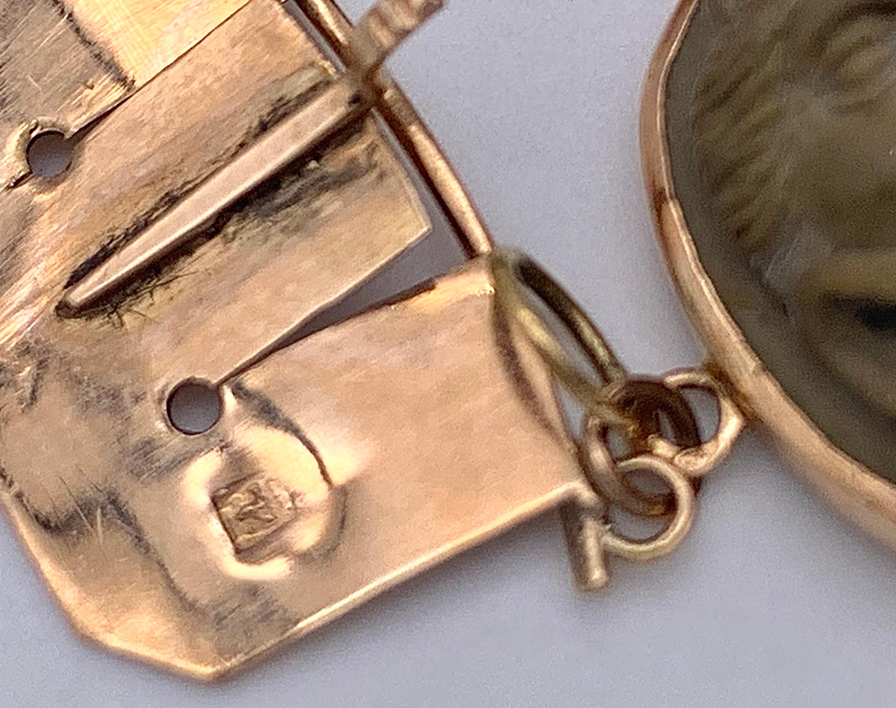 Antikes Lava-Kamee-Armband aus Gold Grand Tour Grand Tour Souvenir-Theatermaske im Angebot 1