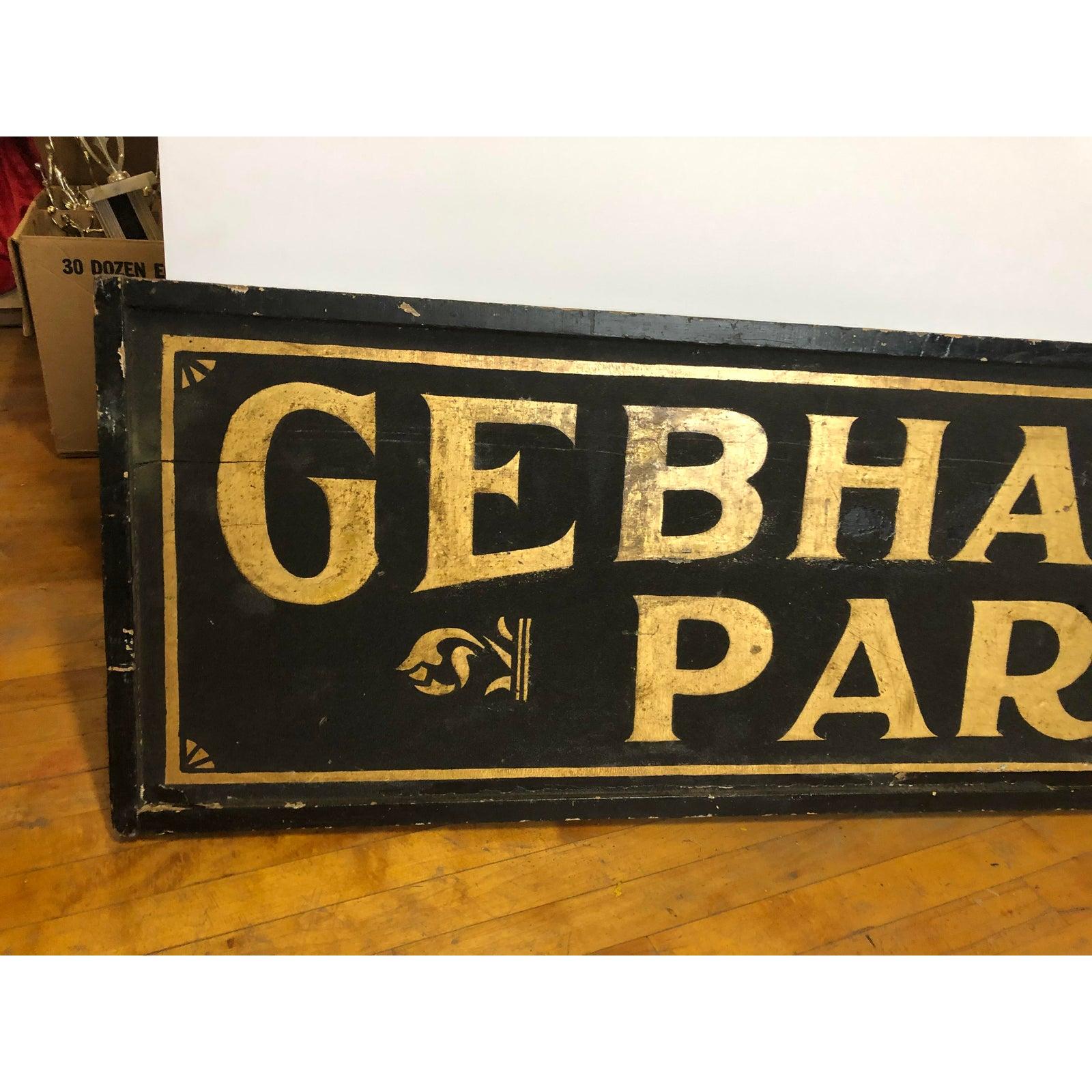 Antikes Blattgold-Schild „Gebhardt Park“ mit schwarzem Blattgold (Nordamerikanisch) im Angebot