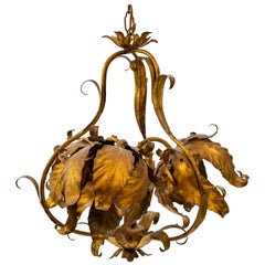 Antique Gold Leaf Chandelier, Italy, 1950s