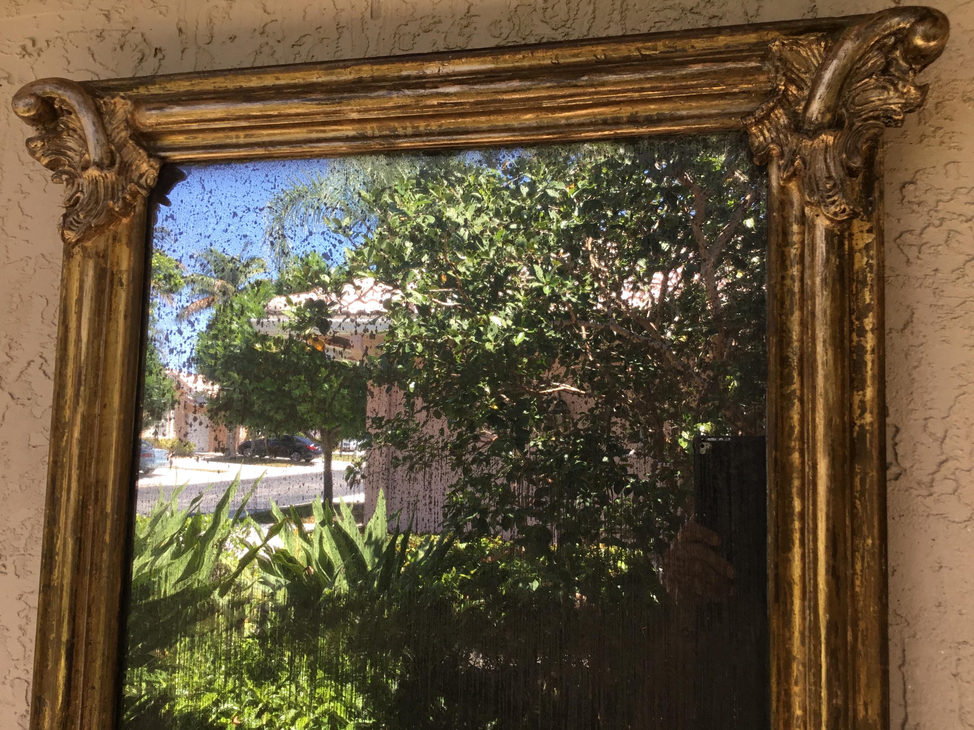 Mercury Glass Antique Gold Leaf  Wood Mirror