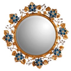 Antike Blattgold Metall und Kristall Wandspiegel