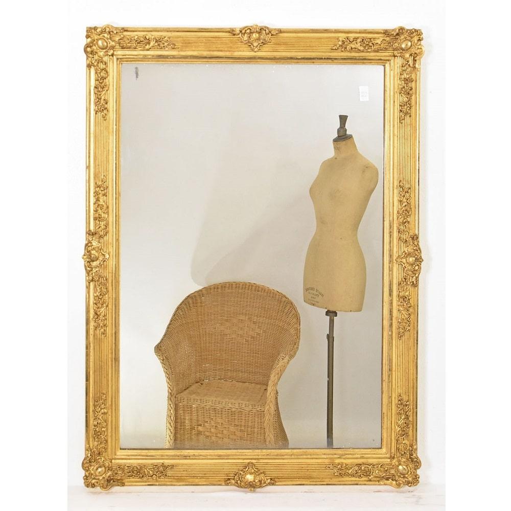 Antique Gold Leaf Mirror, Rectangular Wall Mirror, Louis Philippe