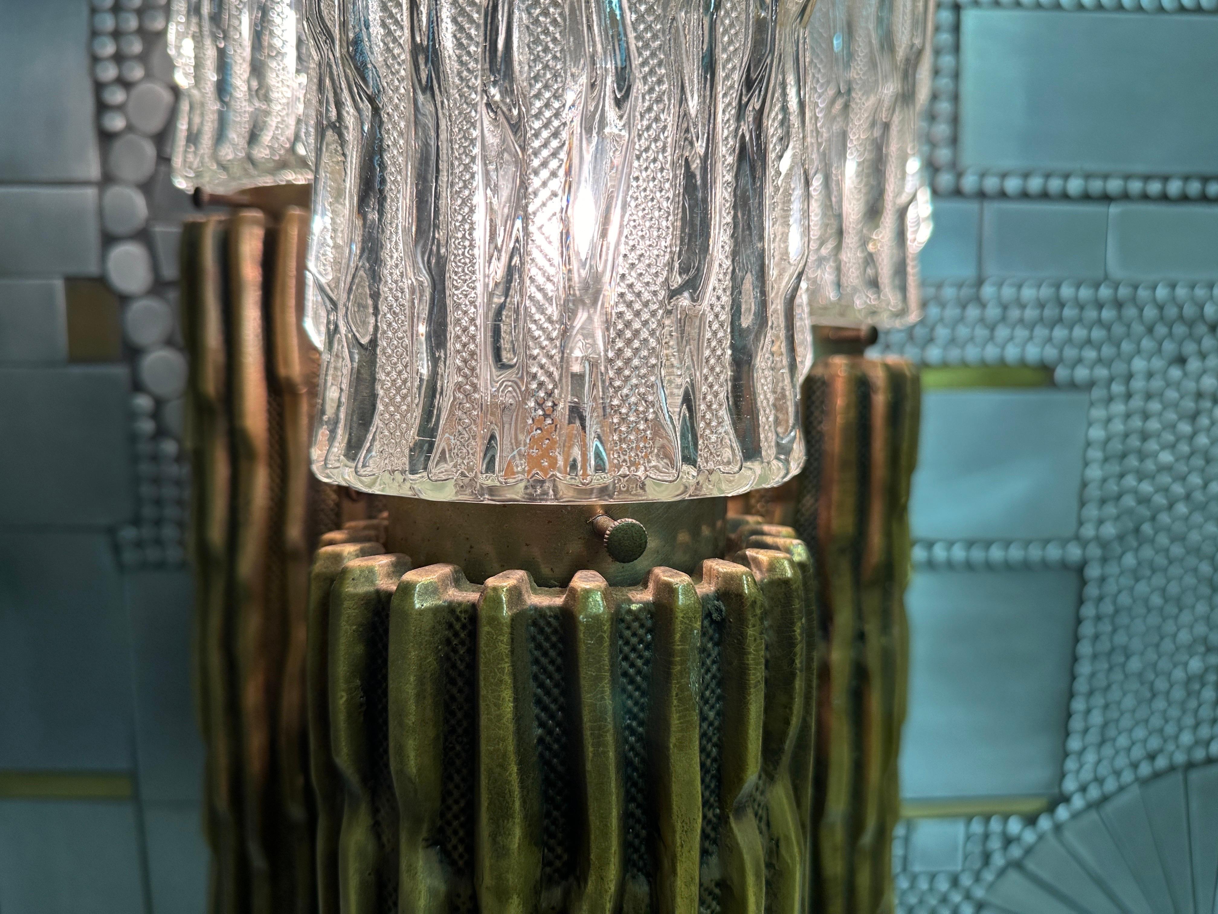 Mid-20th Century Antique Gold Leaf Plaster Cactus Lamp For Sale