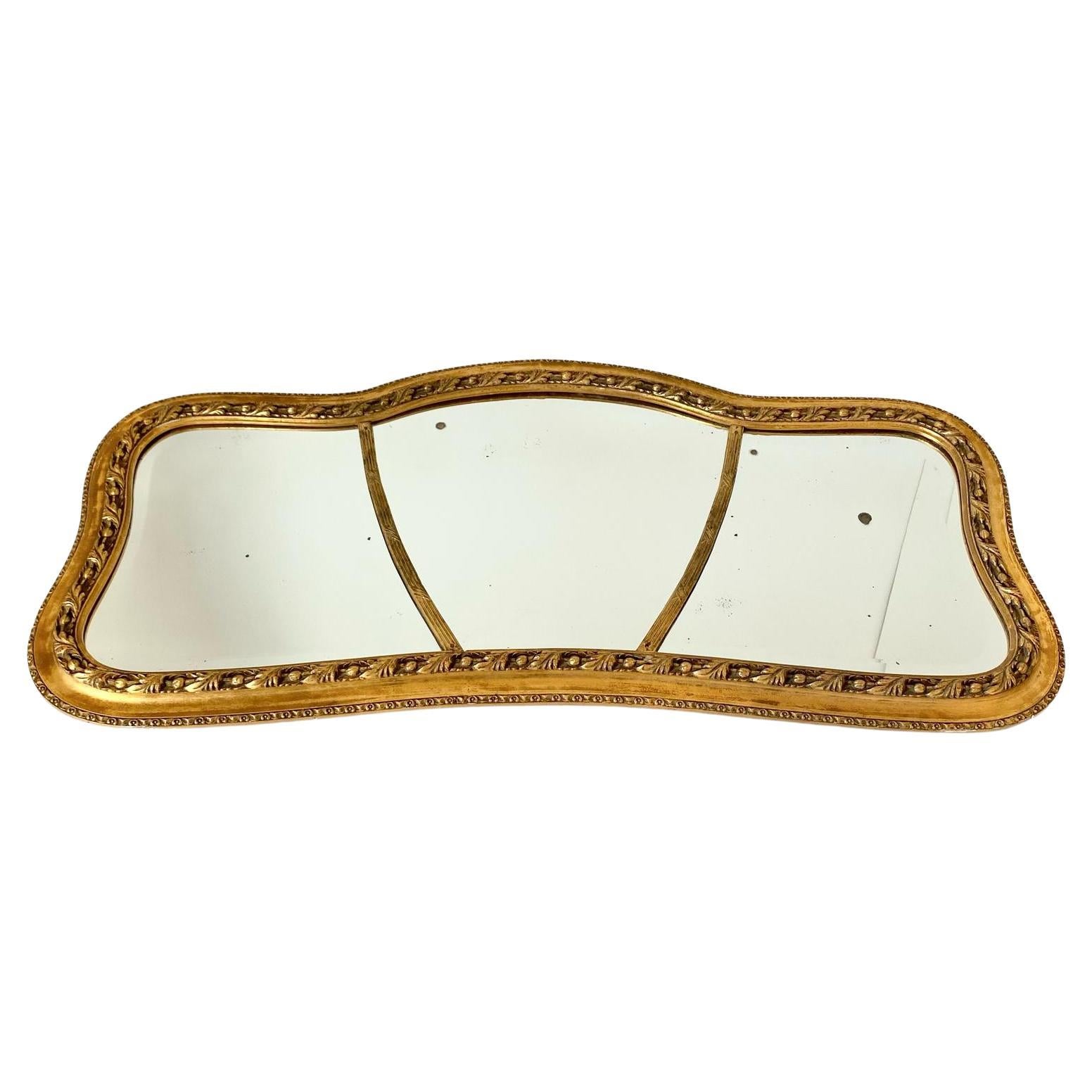 Napoleon III Antique gold leaf rectangular wall mirror, Italy 1850's For Sale