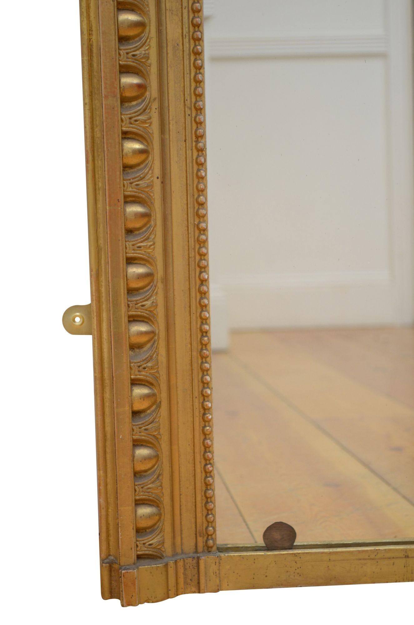 Antique Gold Leaf Wall Mirror H132cm In Good Condition For Sale In Whaley Bridge, GB