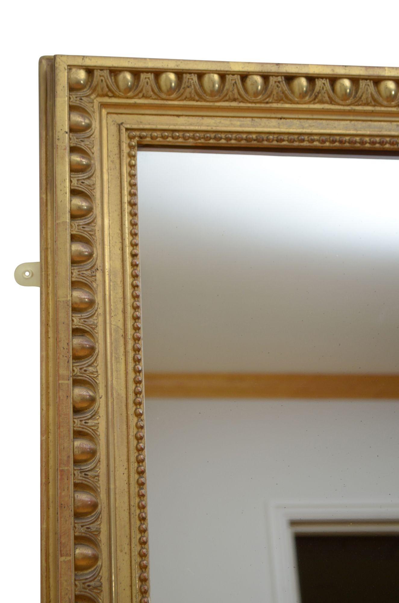 19th Century Antique Gold Leaf Wall Mirror H132cm For Sale