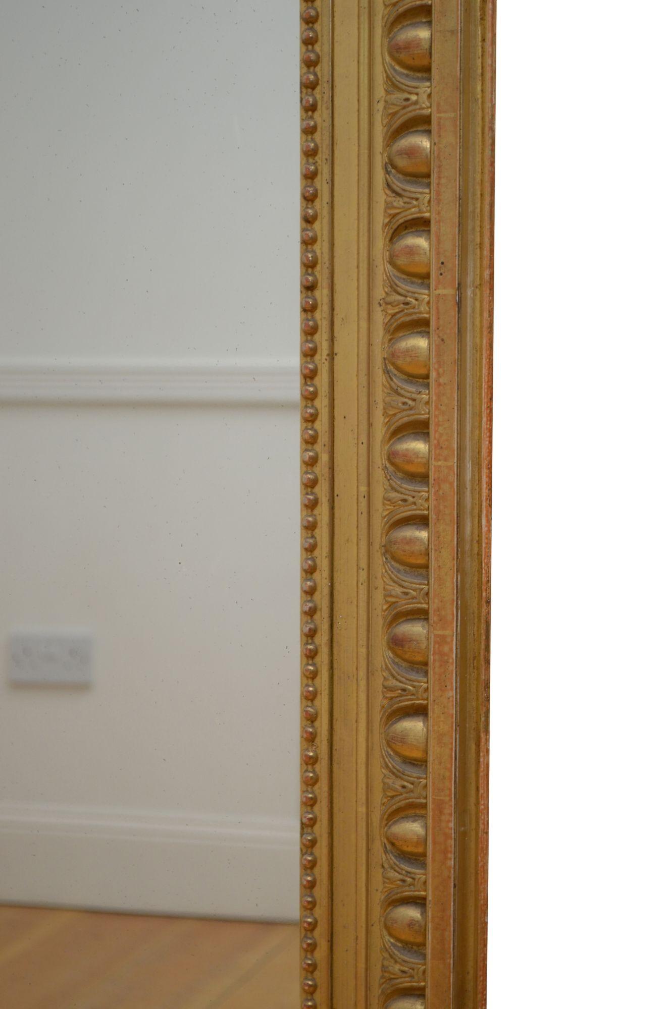 Antique Gold Leaf Wall Mirror H132cm For Sale 4