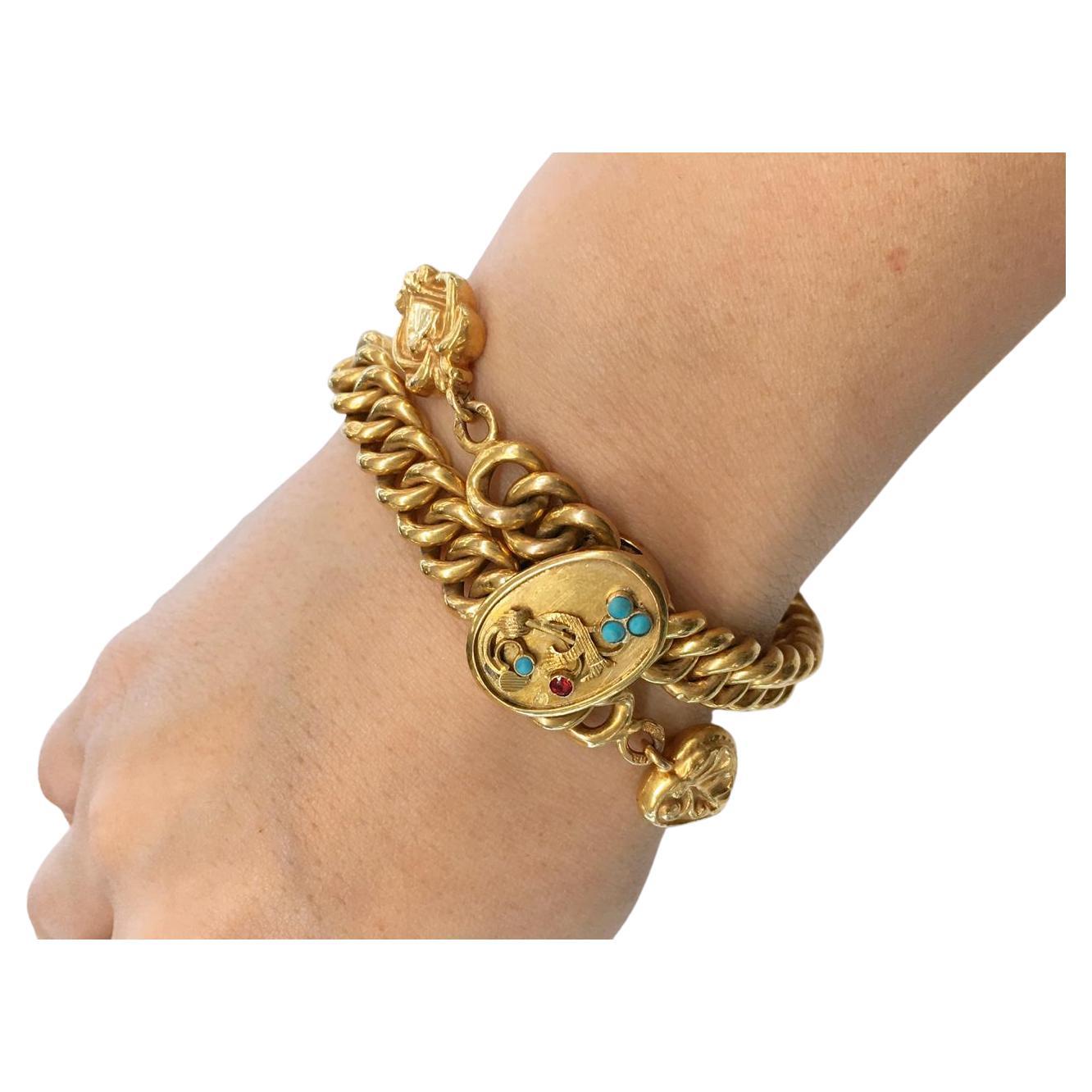 Antiguo brazalete ruso de oro de 14 quilates con magnífica técnica de cierre que se adapta a todas las tallas de descanso decorado con turquesas azules con un peso total de oro de 14 quilates de 17,3 gramos marca hall 56 imperial gold standard ruso