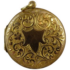 Antique Gold Locket, Hand Engraved, Birmingham, 1905