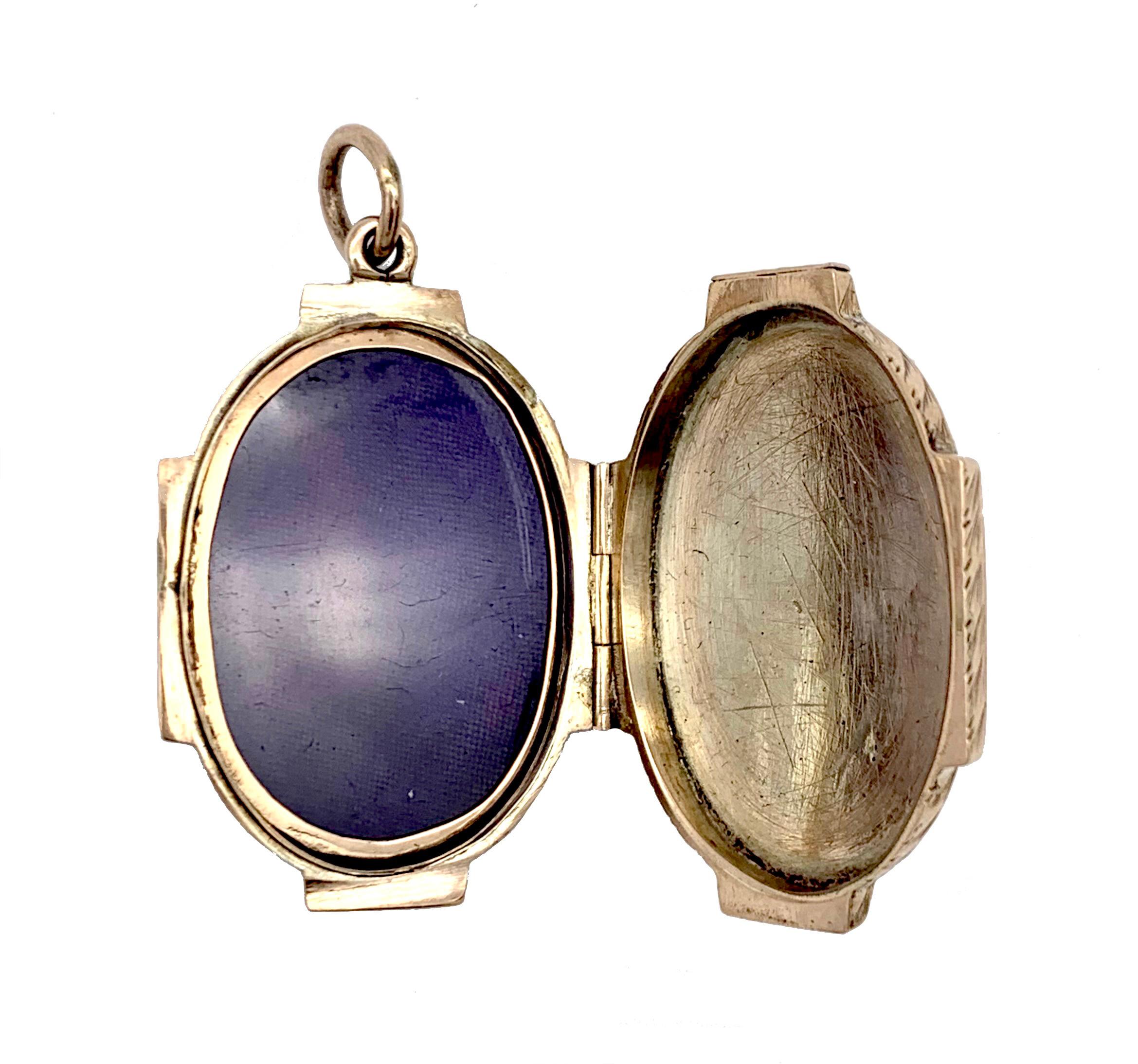 De las mujeres Colgante Relicario Antiguo  Pensamientos Flores Estrellas Esmalte Blanco y Negro Metal Dorado en venta
