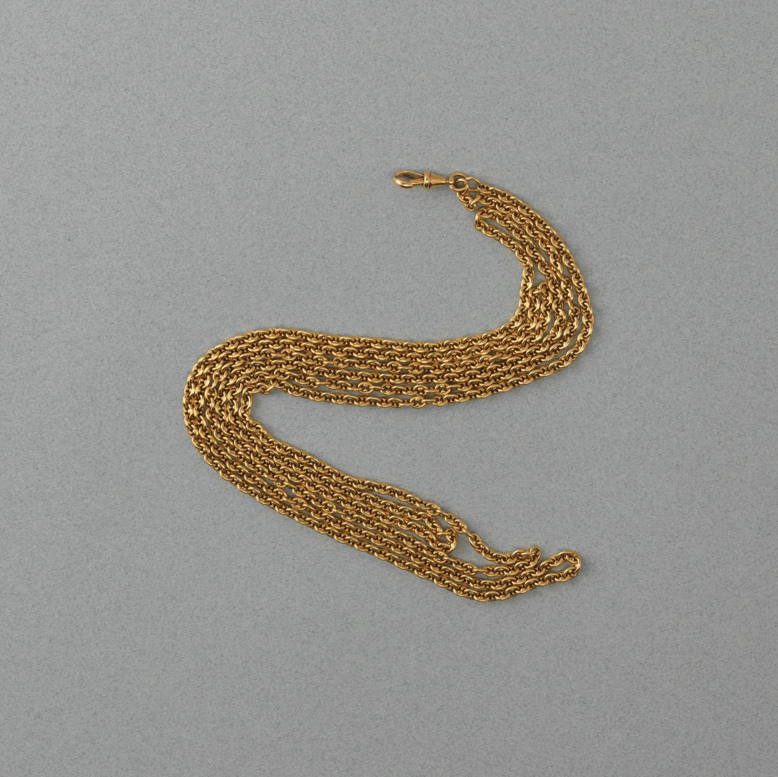 Women's or Men's Antique Gold Long Mariner Link Chain