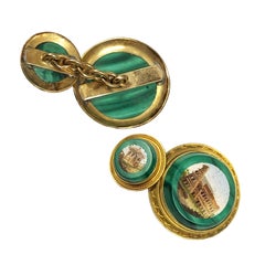Antique Gold Malachite and Micro Mosaic Cufflinks Owned and Worn by Jerry Lewis