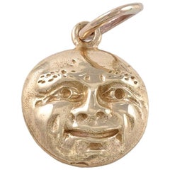 Antique Gold Man-in-the-Moon Charm