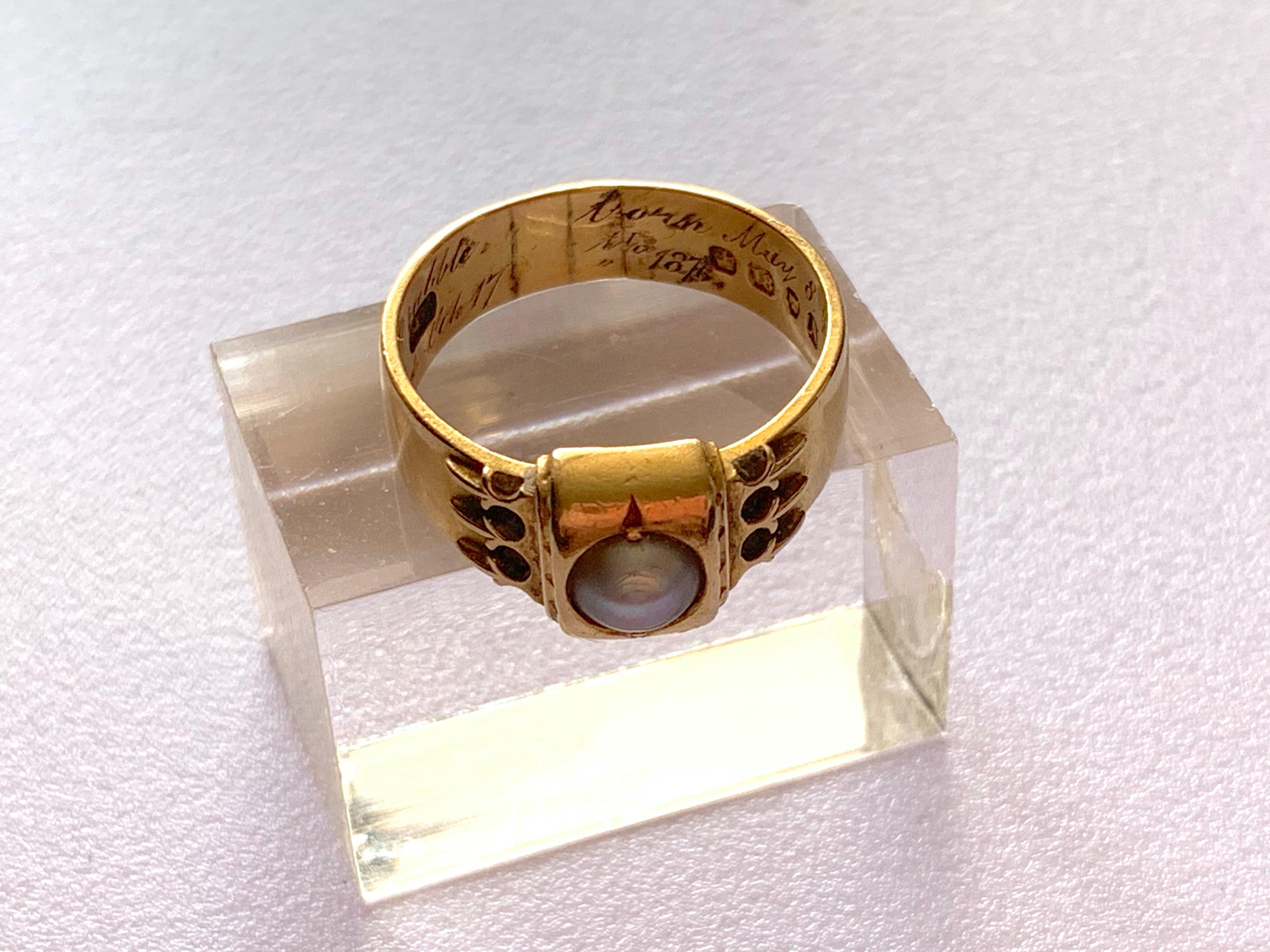 Edwardian Antique Gold Memorial Ring For Sale